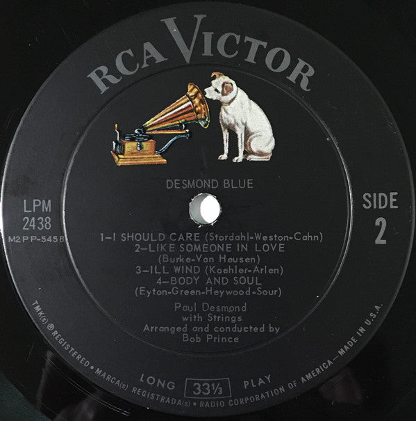 Paul Desmond With Strings : Desmond Blue (LP, Album, Mono)