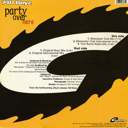 740 Boyz - Party Over Here vinyl record, 12" (Near Mint (NM or M-)) | Lulo Records