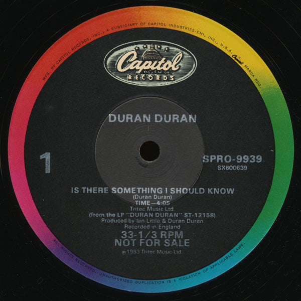 Duran Duran : Is There Something I Should Know? (12", Single, Promo)