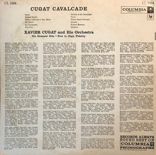 Xavier Cugat And His Orchestra - Cugat Cavalcade vinyl record, LP (Very Good Plus (VG+)) | Lulo Records