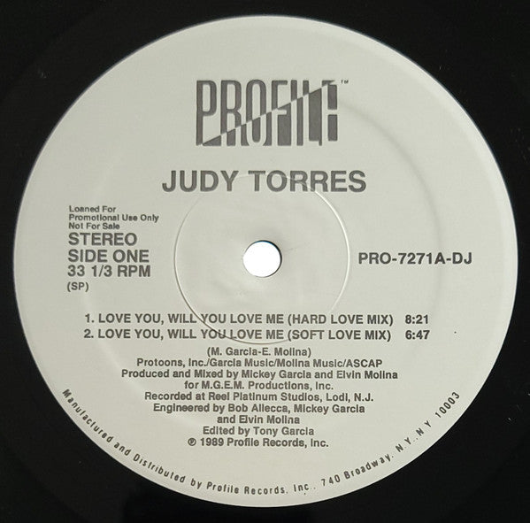 Judy Torres : Love You, Will You Love Me (12", Single, Promo)