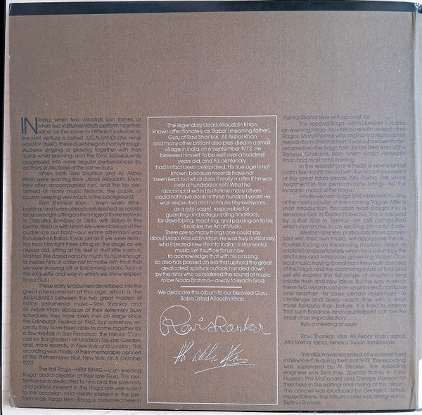 Ravi Shankar / Ali Akbar Khan With Alla Rakha : In Concert 1972 (2xLP, Album)
