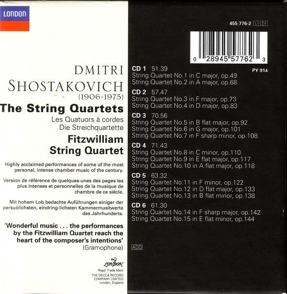 Dmitri Shostakovich - Fitzwilliam String Quartet : The String Quartets (6xCD, RE, RM + Box, Comp)