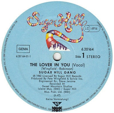 Sugarhill Gang - The Lover In You vinyl record, 12" (Very Good Plus (VG+)) | Lulo Records