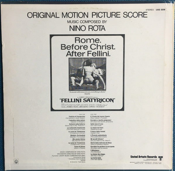 Nino Rota : Fellini Satyricon (Original Motion Picture Score) (LP)