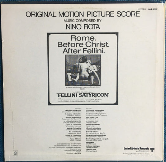 Nino Rota - Fellini Satyricon (Original Motion Picture Score) vinyl record, LP (Near Mint (NM or M-)) | Lulo Records