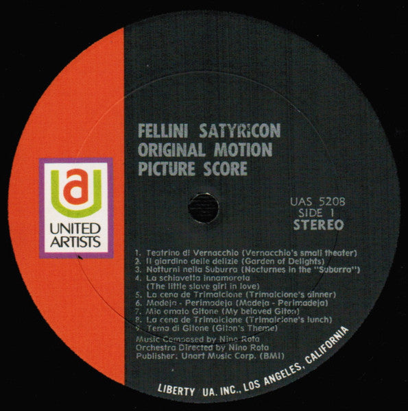 Nino Rota : Fellini Satyricon (Original Motion Picture Score) (LP)