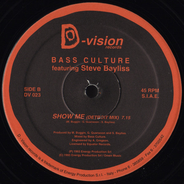 Bass Culture Featuring Steve Bayliss : Show Me (12")
