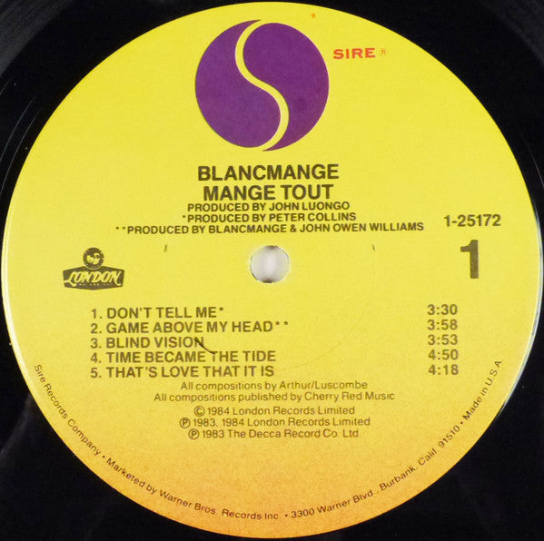 Blancmange : Mange Tout (LP, Album, Win)