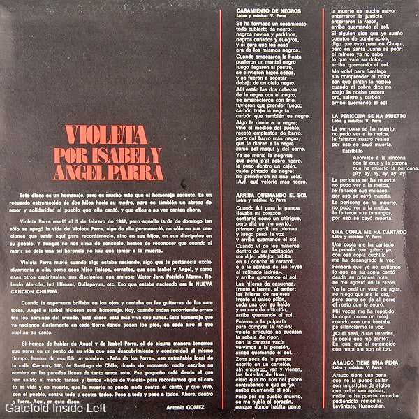 Isabel Y Angel Parra : Violeta Por Isabel Y Angel Parra (LP, Album, Gat)