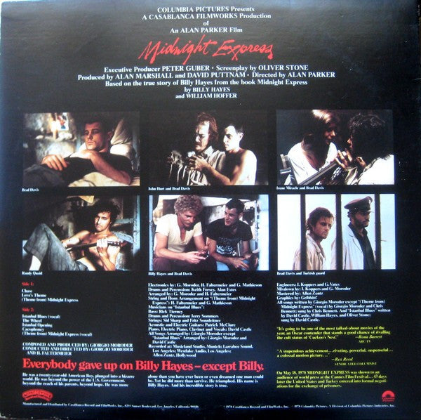 Giorgio Moroder : Midnight Express (Music From The Original Motion Picture Soundtrack) (LP, Album, 53 )