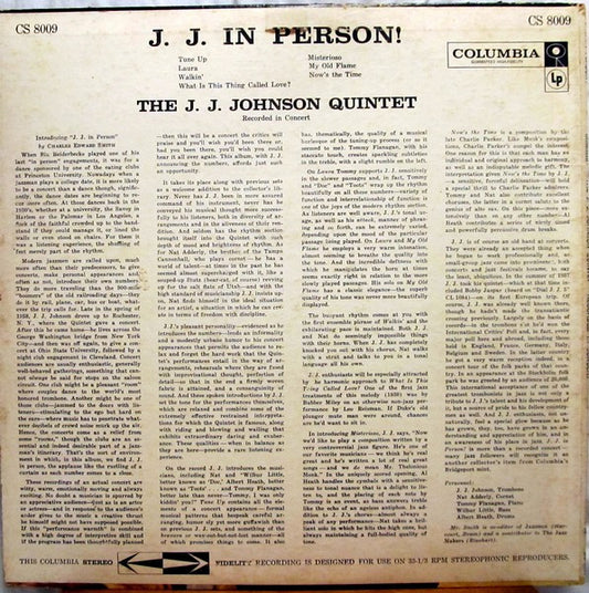 The J.J. Johnson Quintet - J. J. In Person! vinyl record, LP (Near Mint (NM or M-)) | Lulo Records