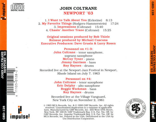 John Coltrane - Newport '63 vinyl record, CD (Mint (M)) | Lulo Records