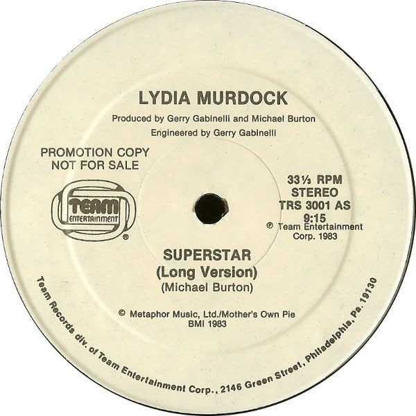 Lydia Murdock : Superstar (12", Promo)