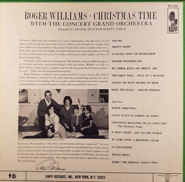 Roger Williams (2) With The Concert Grand Orchestra : Christmas Time (LP, Album,  Ho)