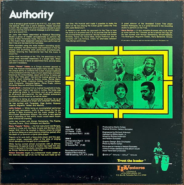 Carlos "Patato" Valdes : Authority (LP, Album, Gat)