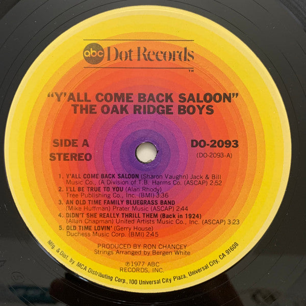 The Oak Ridge Boys : Y'All Come Back Saloon (LP, Album, RE, RP, Ter)