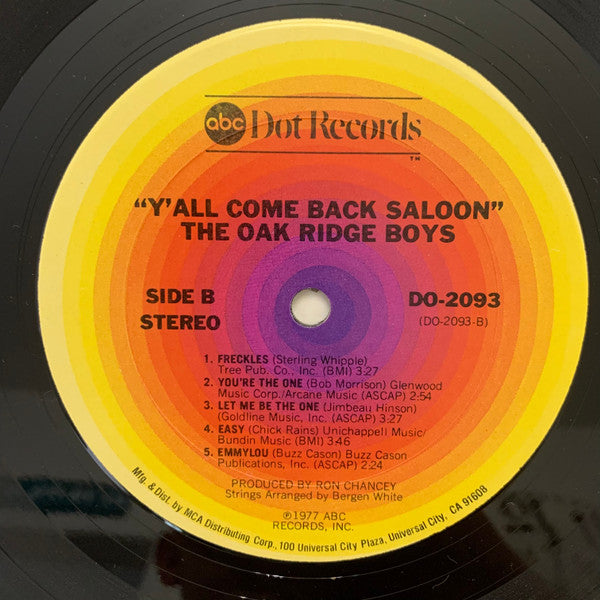 The Oak Ridge Boys : Y'All Come Back Saloon (LP, Album, RE, RP, Ter)
