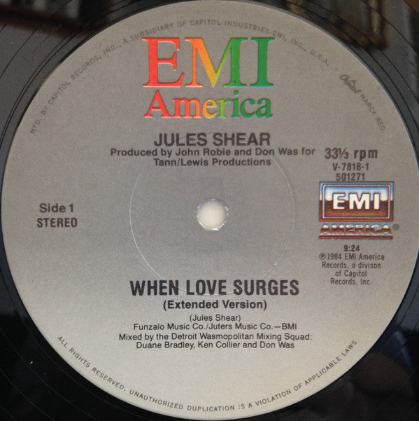 Jules Shear : When Love Surges (12", Single)