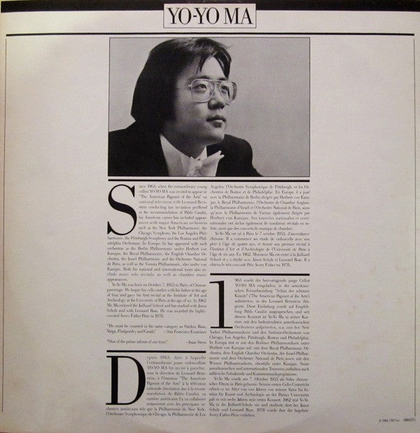 Claude Bolling, Yo-Yo Ma : Suite For Cello & Jazz Piano Trio (LP, Album)