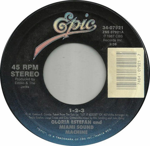 Miami Sound Machine : 123 (7", Single, Styrene, Car)