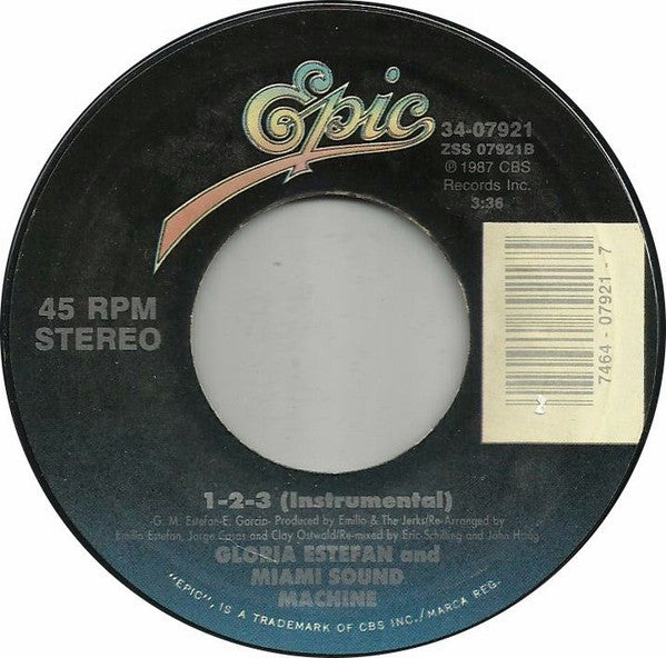 Miami Sound Machine : 123 (7", Single, Styrene, Car)