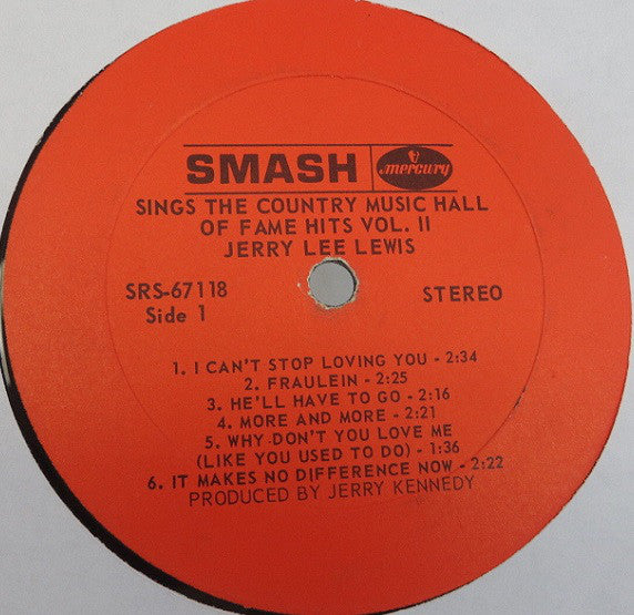 Jerry Lee Lewis : Sings The Country Music Hall Of Fame Hits Vol. 2 (LP)