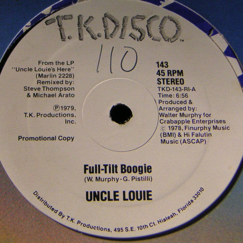 Uncle Louie : Full-Tilt Boogie (12", Promo, Whi)
