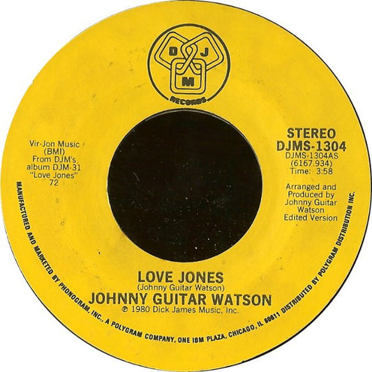 Johnny Guitar Watson : Love Jones / Asante Sana (7", 72)