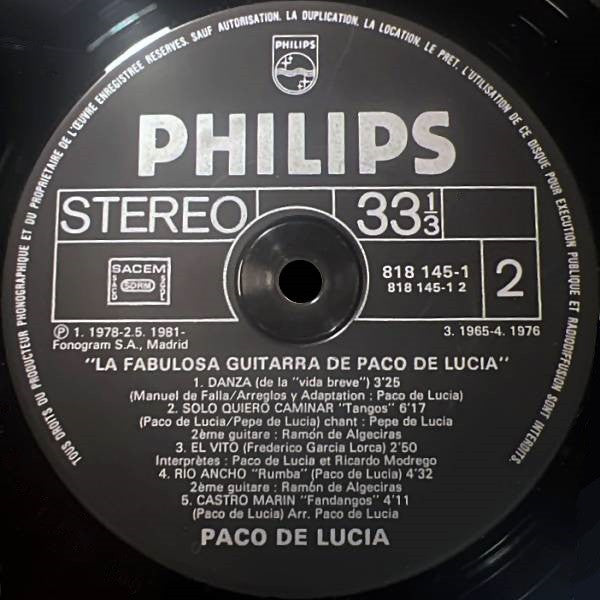 Paco De Lucía : La Fabulosa Guitarra De Paco De Lucia (LP, Album, Comp, RE)