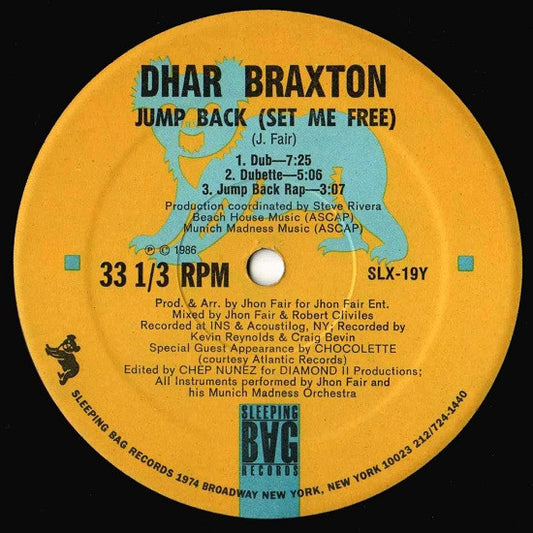 Dhar Braxton - Jump Back (Set Me Free) vinyl record, 12" (Very Good Plus (VG+)) | Lulo Records
