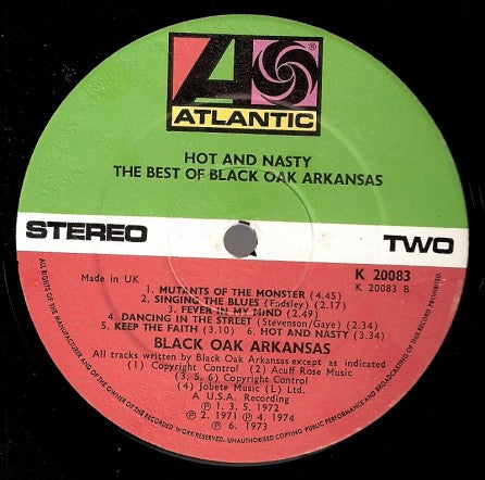 Black Oak Arkansas : Hot And Nasty (The Best Of Black Oak Arkansas) (LP, Comp)
