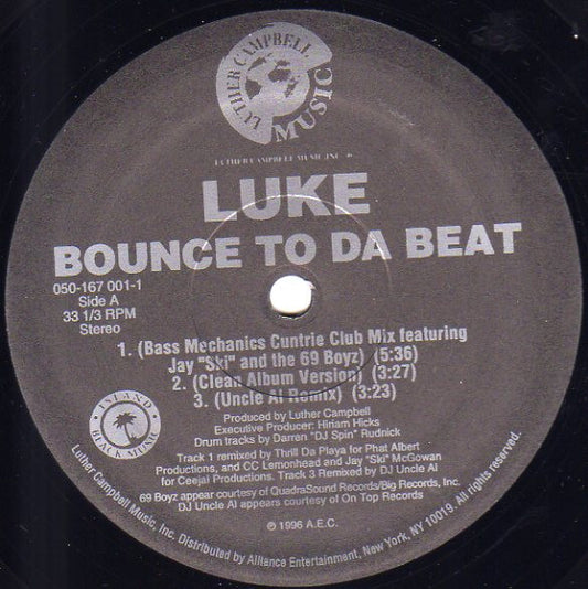 Luke - Bounce To Da Beat vinyl record, 12" (Near Mint (NM or M-)) | Lulo Records