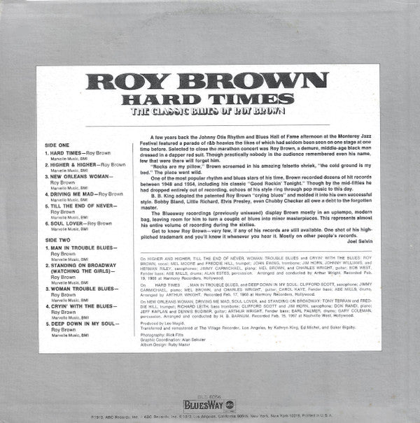 Roy Brown : Hard Times (LP, Album)