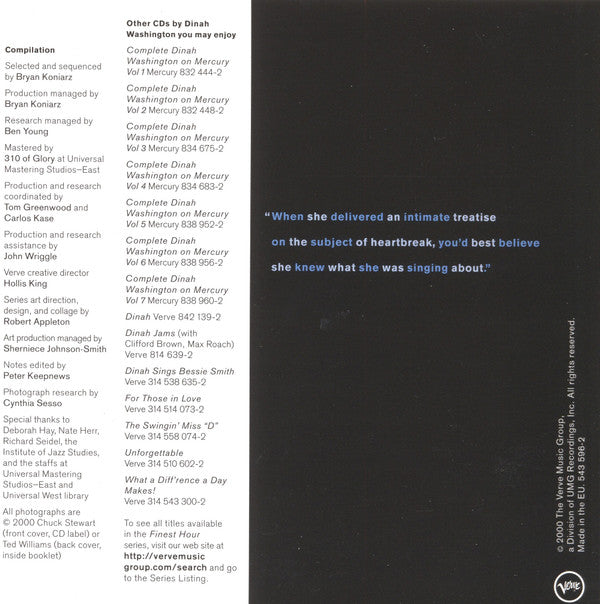 Dinah Washington : Dinah Washington's Finest Hour (CD, Comp)