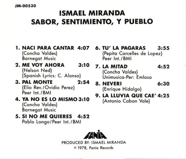 Ismael Miranda : Sabor, Sentimiento Y Pueblo (CD, Album)