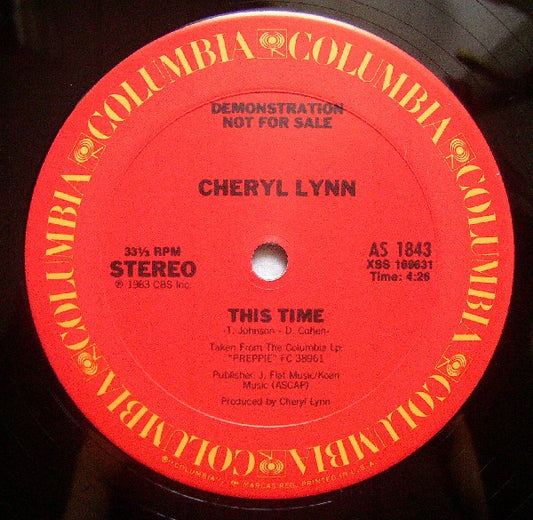 Cheryl Lynn : This Time (12", Promo)