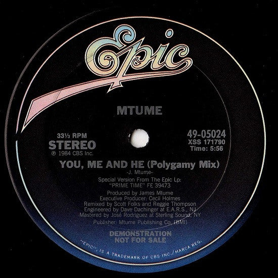Mtume : You, Me And He (12", Promo)
