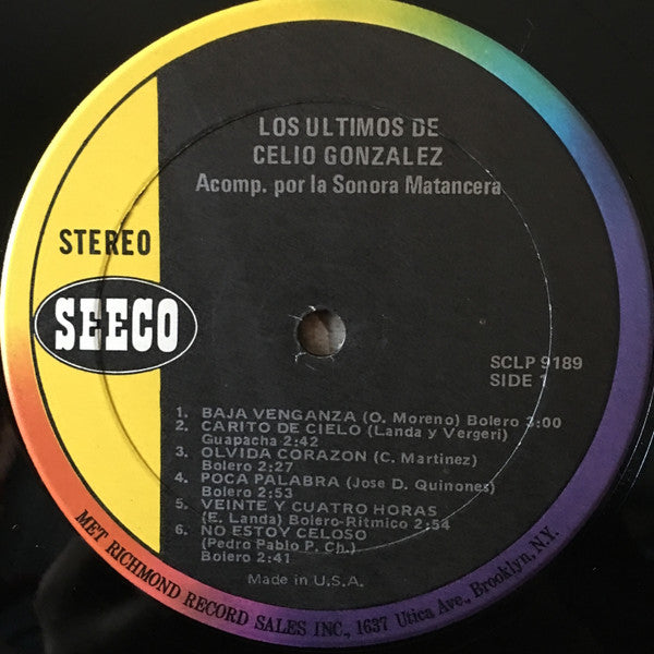 Celio González Con La Sonora Matancera : Los Ultimos De Celio Gonzalez (LP, Album, RP)