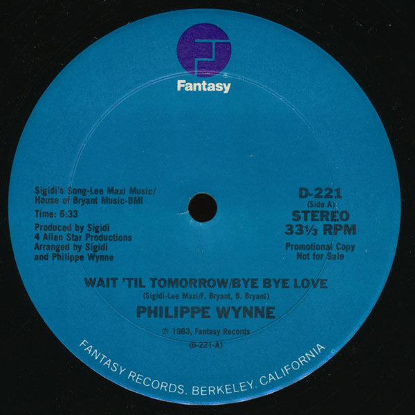 Philippe Wynne : Wait 'Til Tomorrow / Bye Bye Love (12", Promo)