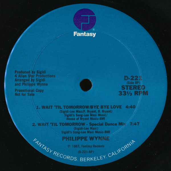 Philippe Wynne : Wait 'Til Tomorrow / Bye Bye Love (12", Promo)