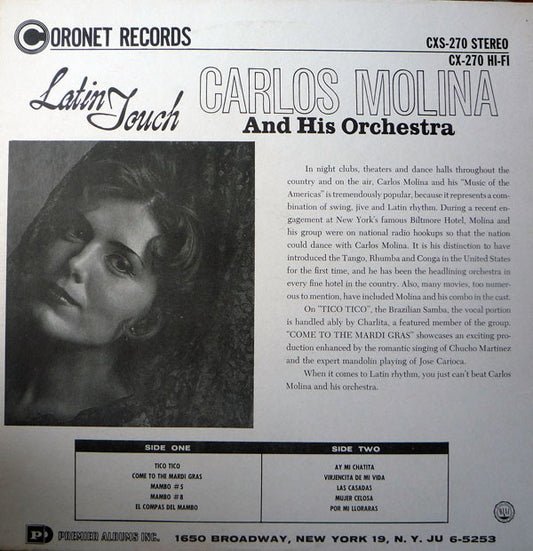 Carlos Molina And His Orchestra - Latin Touch vinyl record, LP (Very Good Plus (VG+)) | Lulo Records