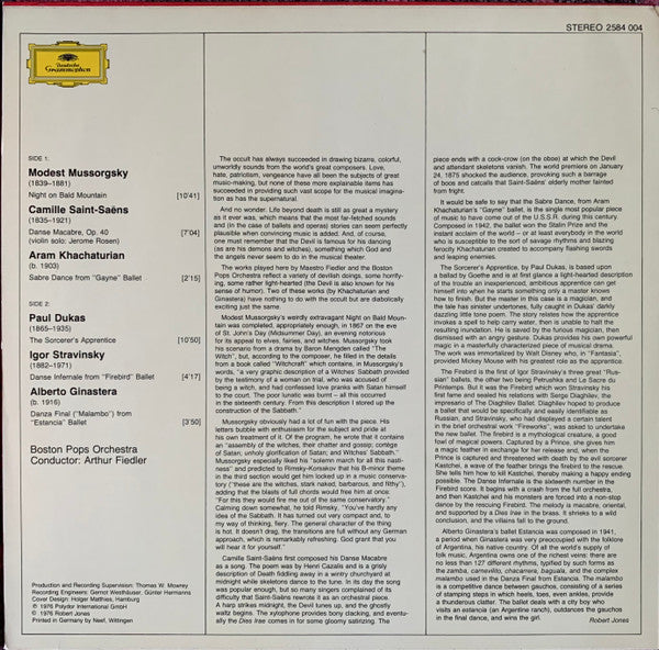 Boston Pops Orchestra, Arthur Fiedler, Modest Mussorgsky / Camille Saint-Saëns / Aram Khatchaturian / Paul Dukas / Igor Stravinsky / Alberto Ginastera : Danse Infernale (LP, Album)