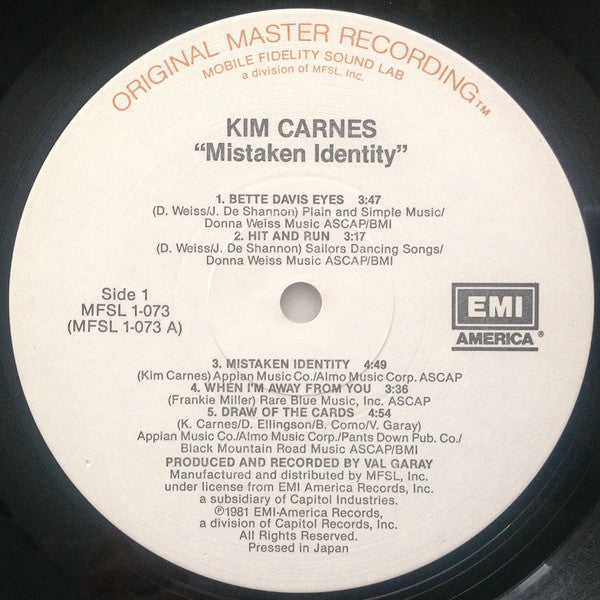 Kim Carnes : Mistaken Identity (LP, Album, Ltd, RE, RM)