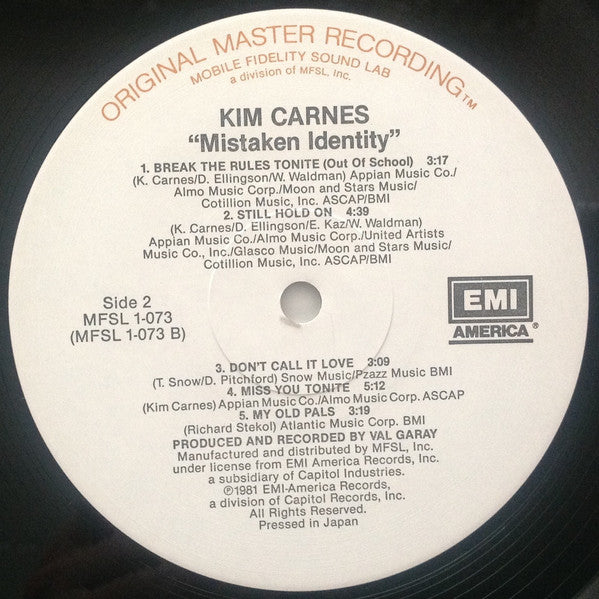 Kim Carnes : Mistaken Identity (LP, Album, Ltd, RE, RM)