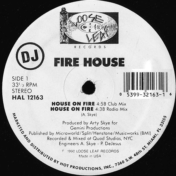 Fire House : House On Fire (12", Promo)