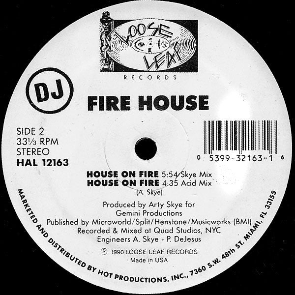 Fire House : House On Fire (12", Promo)