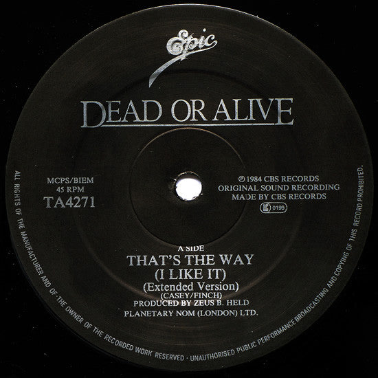Dead Or Alive : That's The Way (I Like It) (Extended Version) (12", Single)