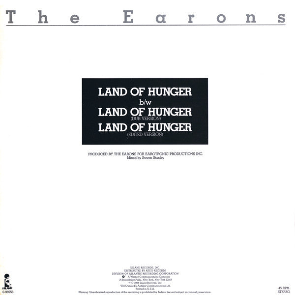 The Earons : Land Of Hunger (12")