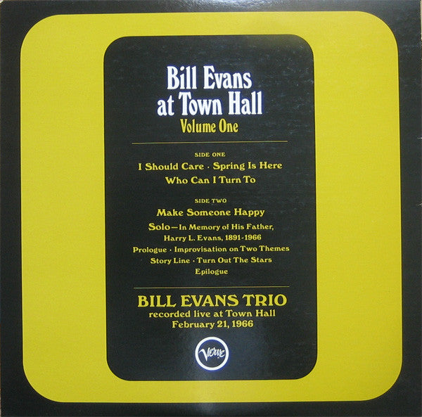 Bill Evans : Bill Evans At Town Hall.... Volume One (LP, Album, RE, Gat)